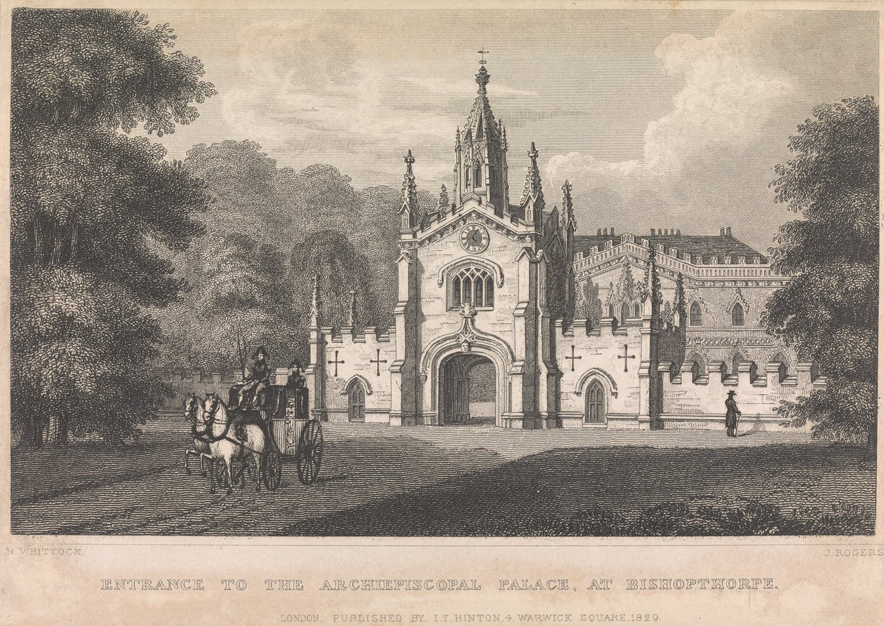 Entrée du Palais Archiépiscopal, à Bishopthorpe (publié par I. T. Hinton); page 34 (Volume Un) - John Rogers