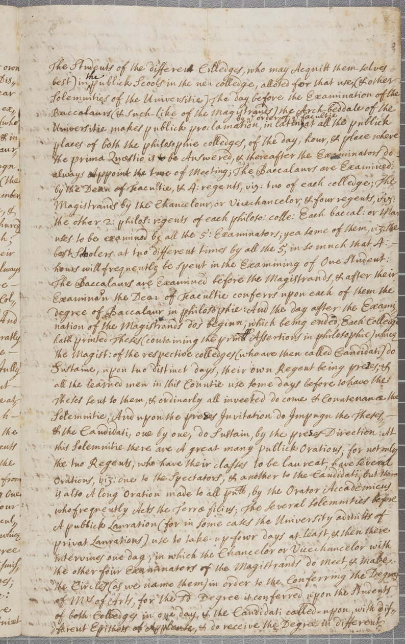 Lettre de John Row, étudiant à St Andrews, à son oncle, 1691 - John Row