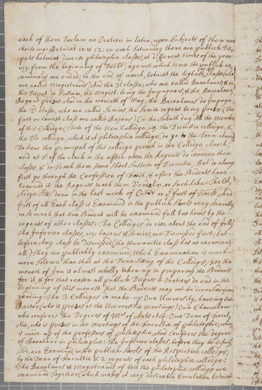 Lettre de John Row, étudiant à St Andrews, à son oncle, 1691 - John Row