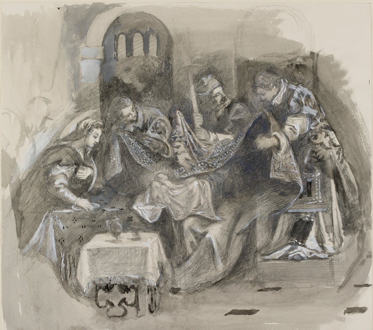 Dessin de la Circoncision de Tintoretto dans la Scuola Grande di San Rocco - John Ruskin