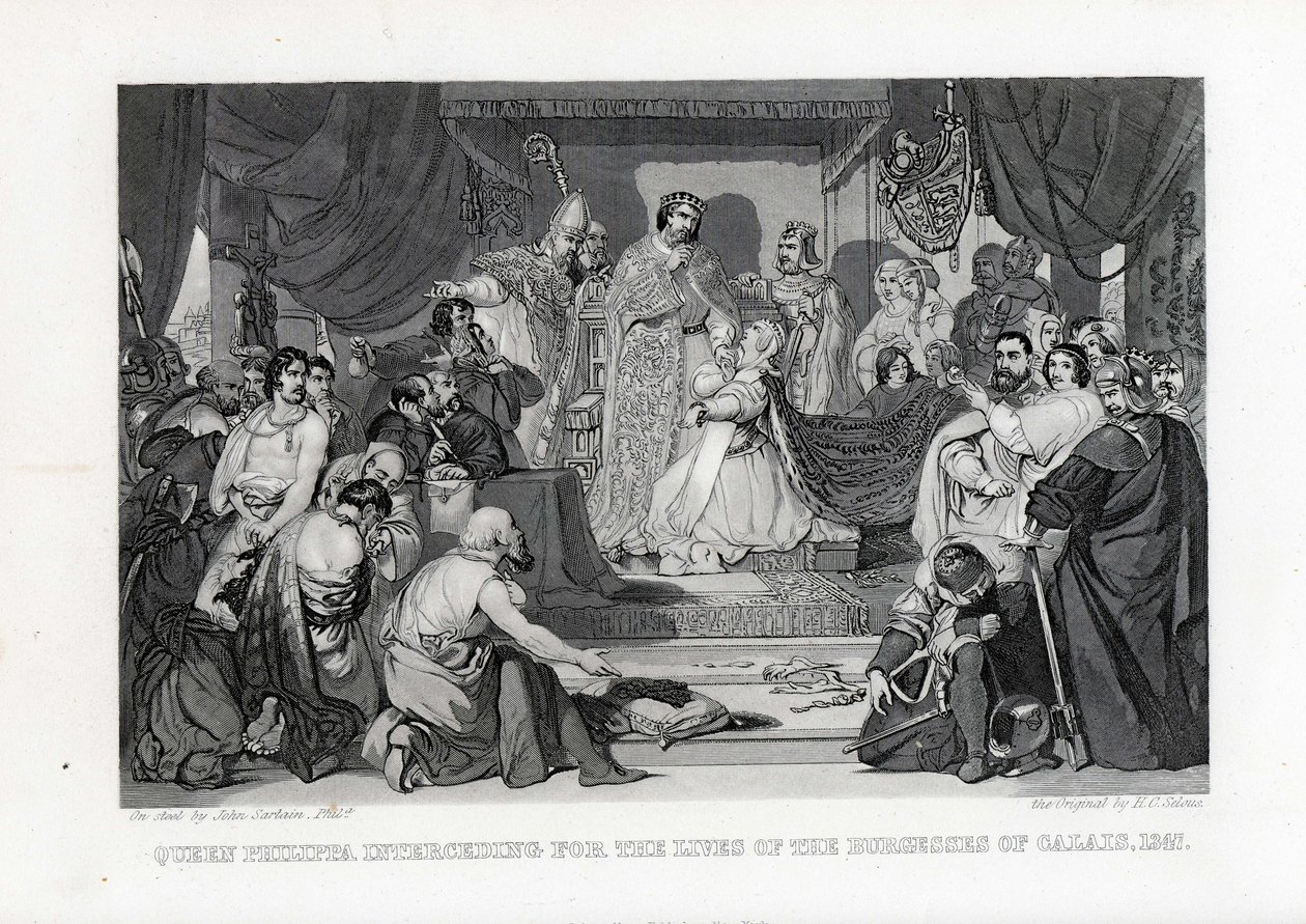 La reine Philippa intercédant pour la vie des bourgeois de Calais, 1347, 1882 - John Sartain