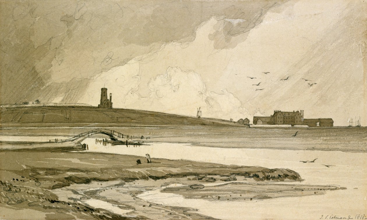 Église de Blakeney et Wiveton Hall, 1818 - John Sell Cotman