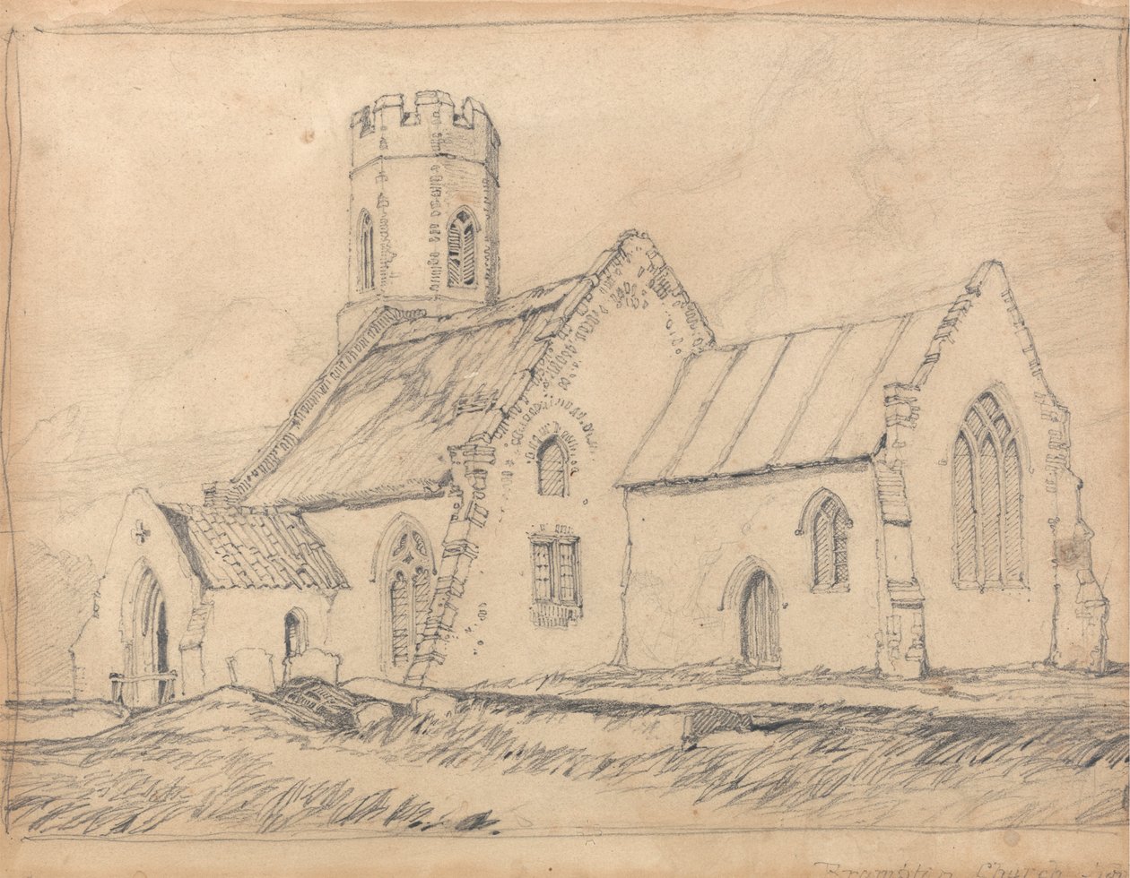 Église de Brampton, Norfolk, depuis le sud-est - John Sell Cotman