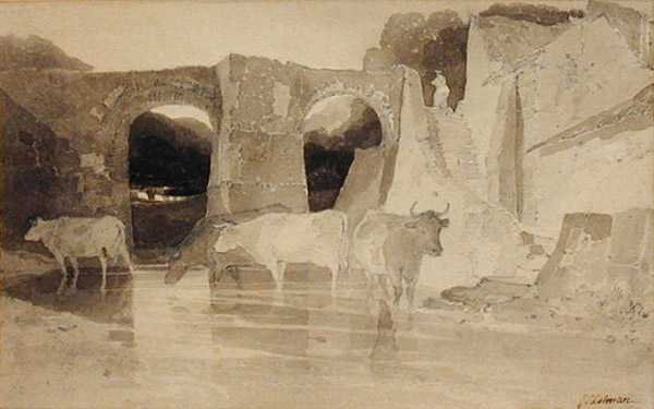 Pont et vaches - John Sell Cotman