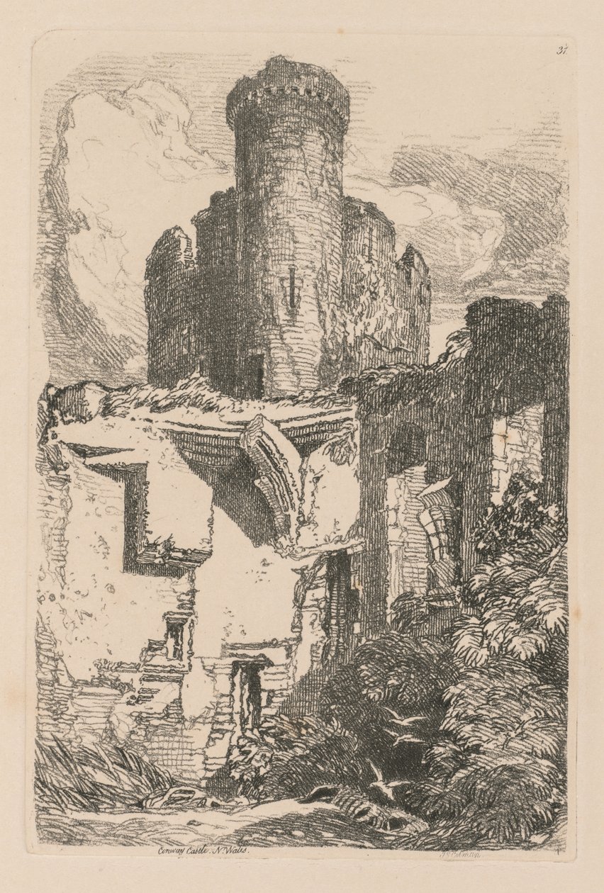 Liber Studiorum : Planche 31, Château de Conway, N. Pays de Galles - John Sell Cotman