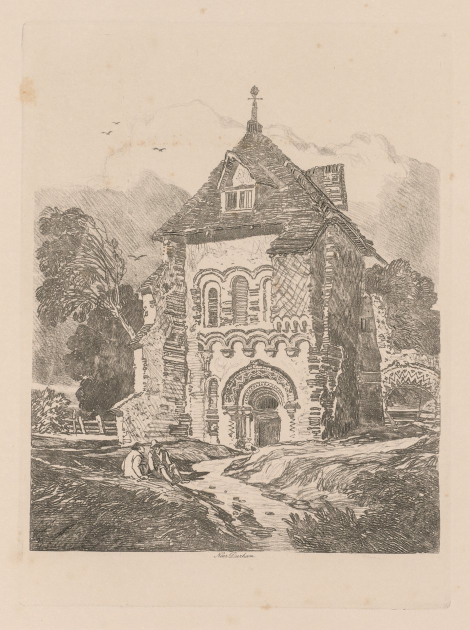 Liber Studiorum : Planche 36, Église près de Durham - John Sell Cotman