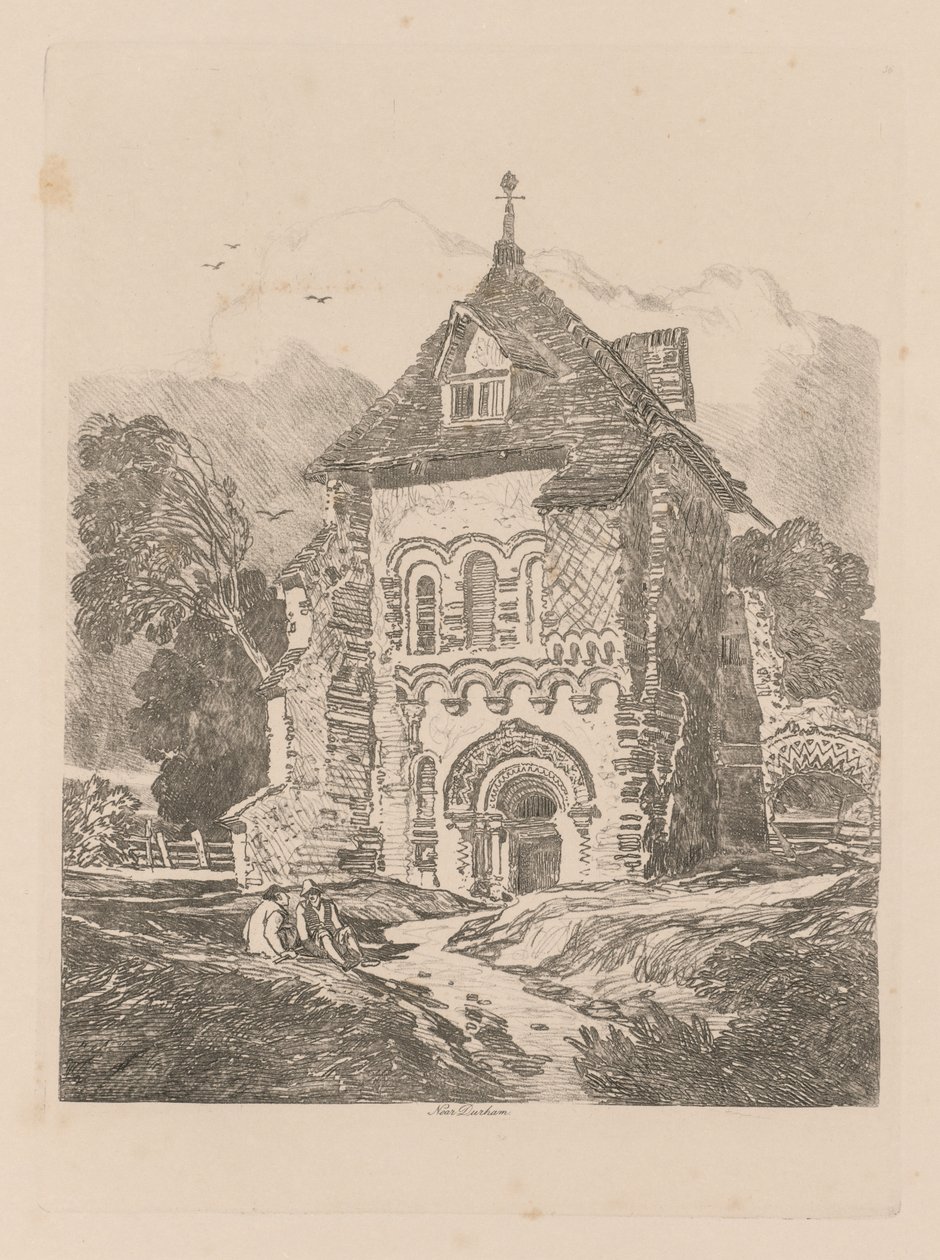 Liber Studiorum : Planche 36, Église près de Durham, 1838 - John Sell Cotman