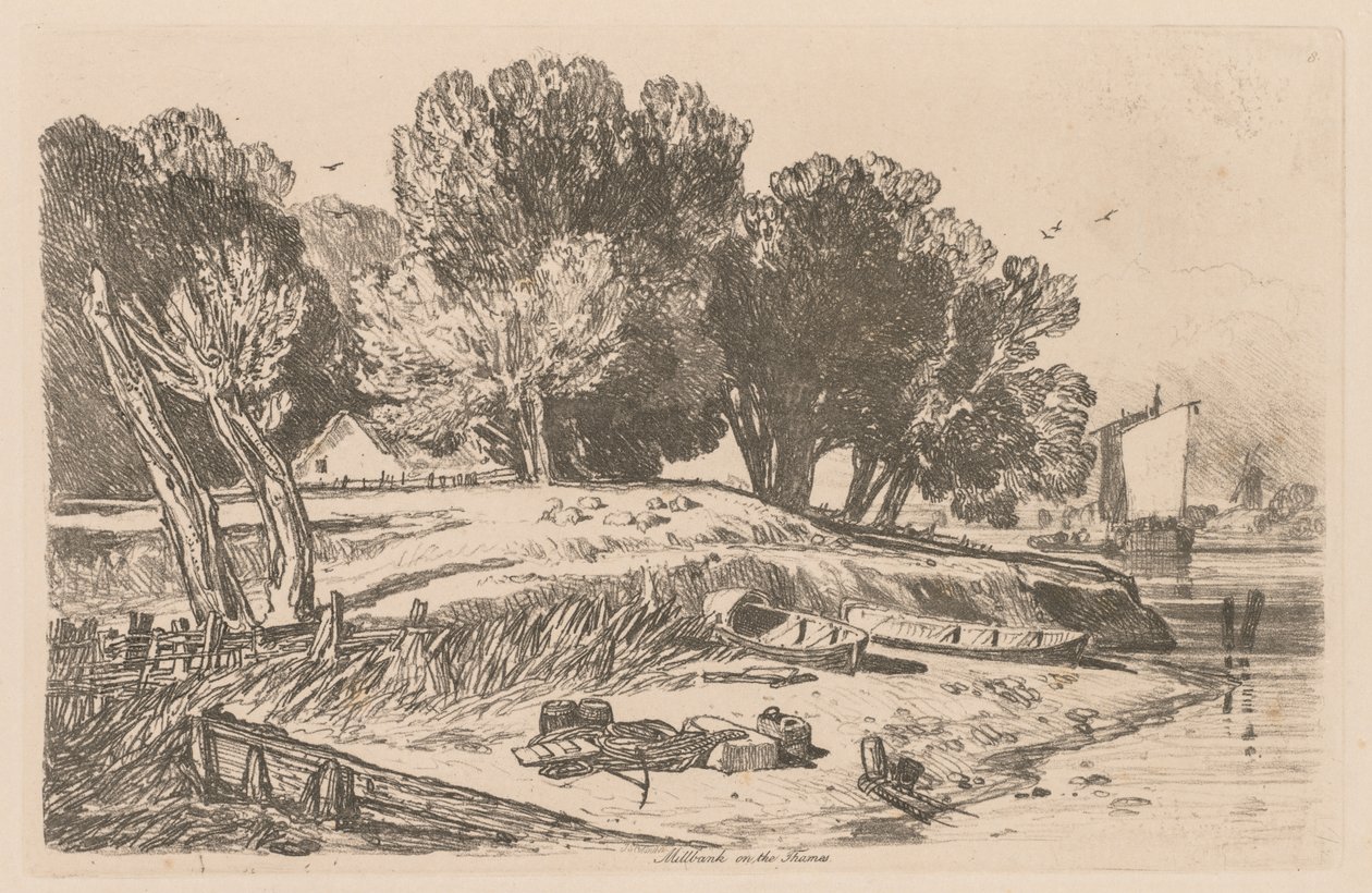 Liber Studiorum : Planche 8, Millbank sur la Tamise - John Sell Cotman
