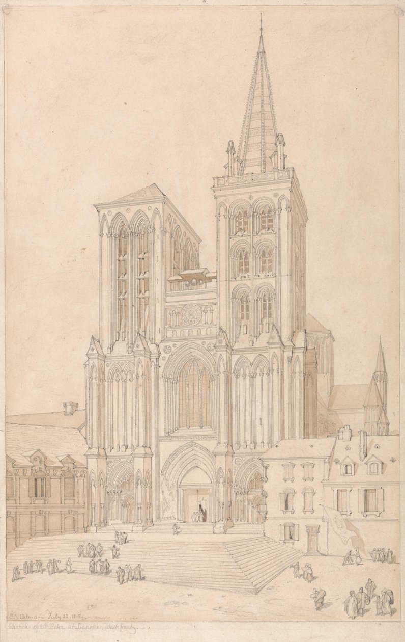 Saint-Pierre à Lisieux, Normandie : Façade ouest - John Sell Cotman