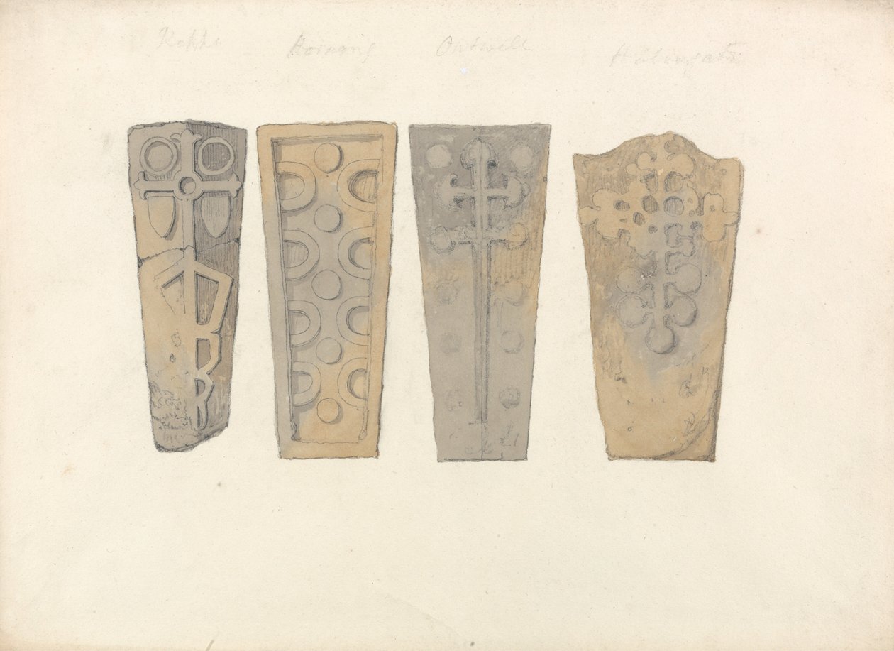 Études de quatre couvercles de cercueils provenant d