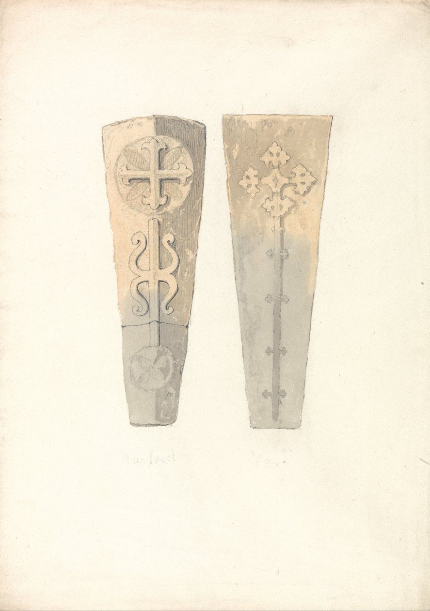 Études de deux couvercles de cercueils provenant d