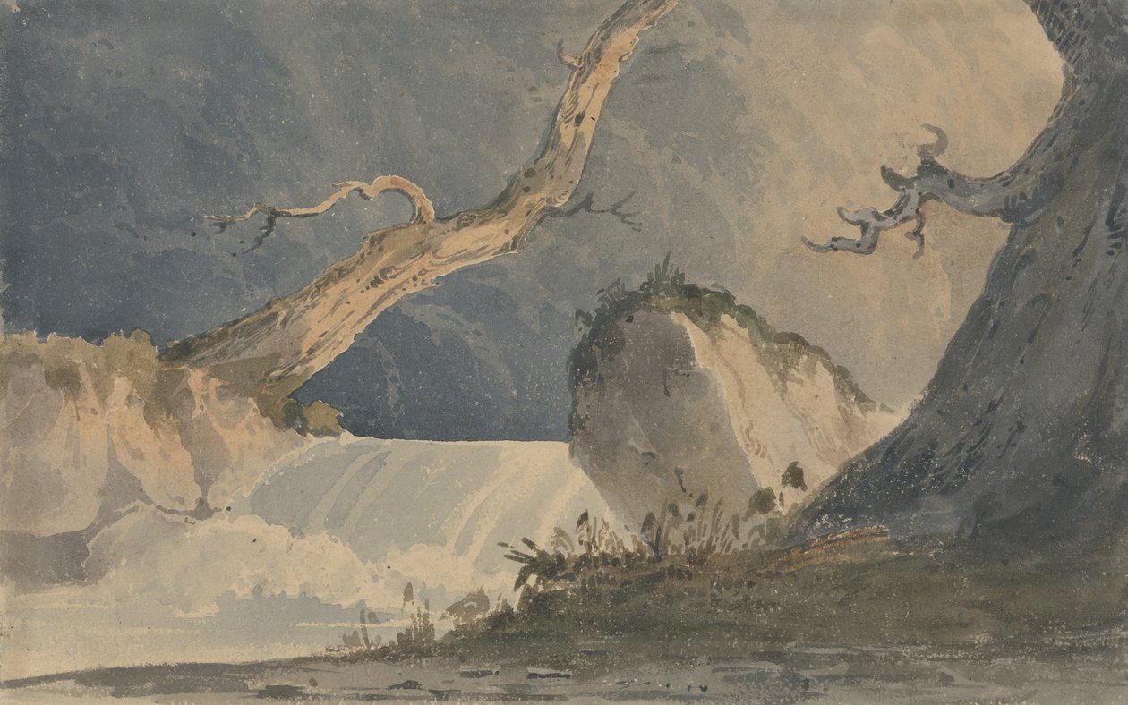 Cascade dans un paysage désolé - John Sell Cotman