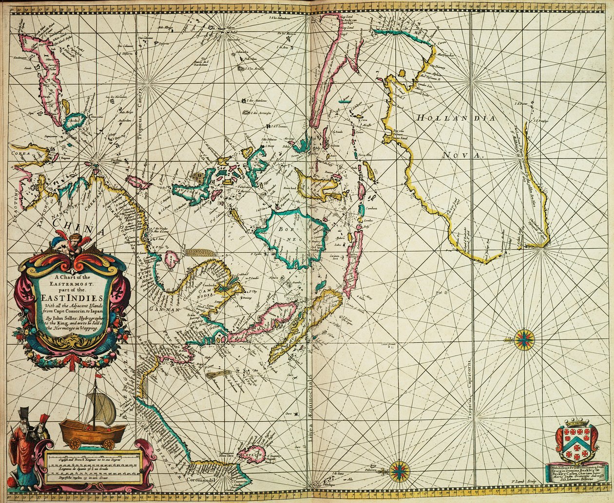 Carte de la partie la plus orientale des Indes orientales avec toutes les îles adjacentes du cap Comorin au Japon - John Seller