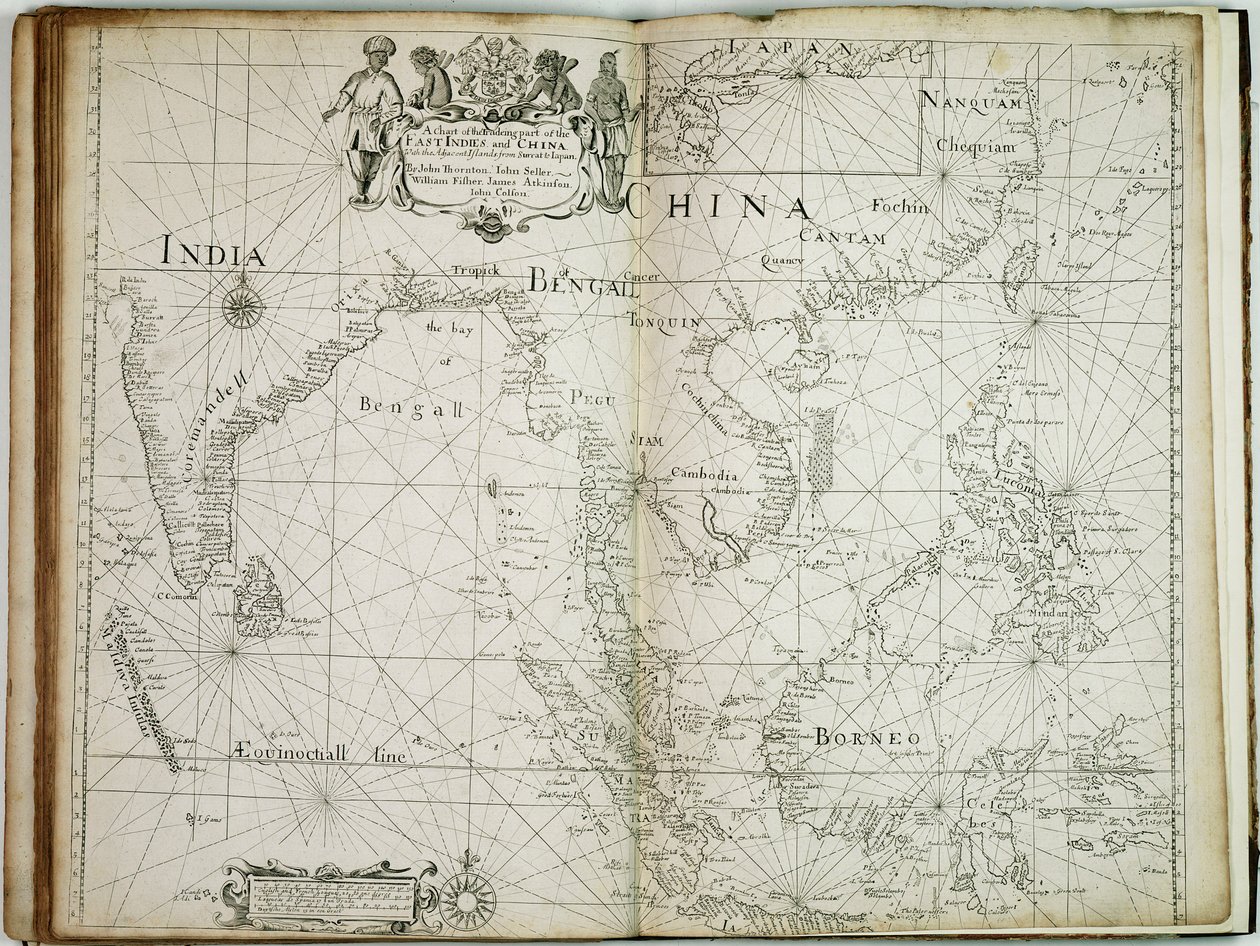 Carte des parties commerciales des Indes orientales et de la Chine, avec les îles adjacentes, de Surrat au Japon - John Seller