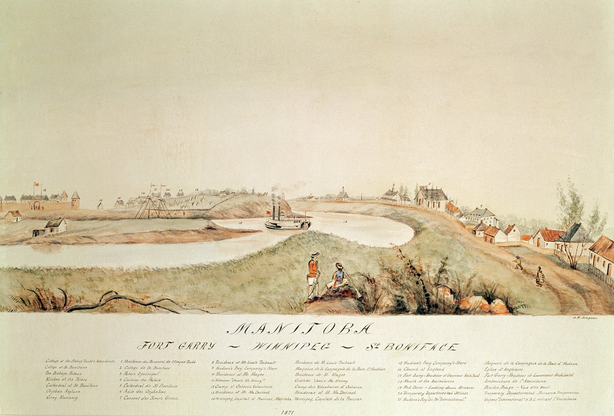 Manitoba, montrant un poste de traite de la Compagnie de la Baie d
