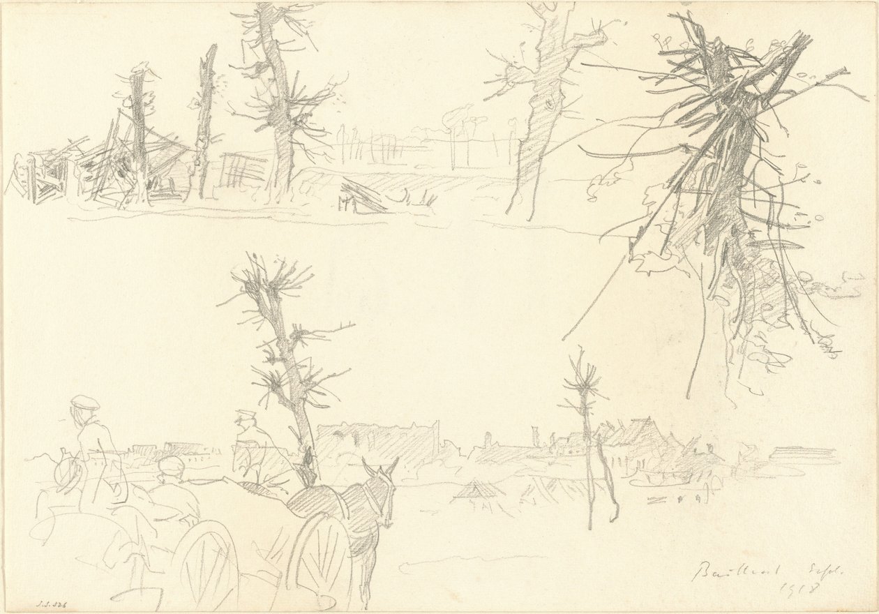 Soldats dans un paysage dévasté [recto], 1918 - John Singer Sargent