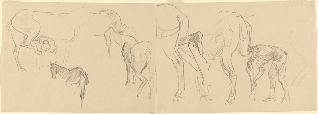Études pour "Ferrage des chevaux de cavalerie au front" (recto) - John Singer Sargent