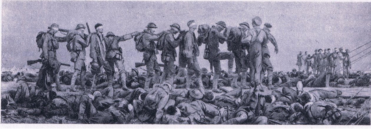 Le poste de secours. Victimes du gaz moutarde, de British Adventure publié par Collins, 1947 - John Singer Sargent