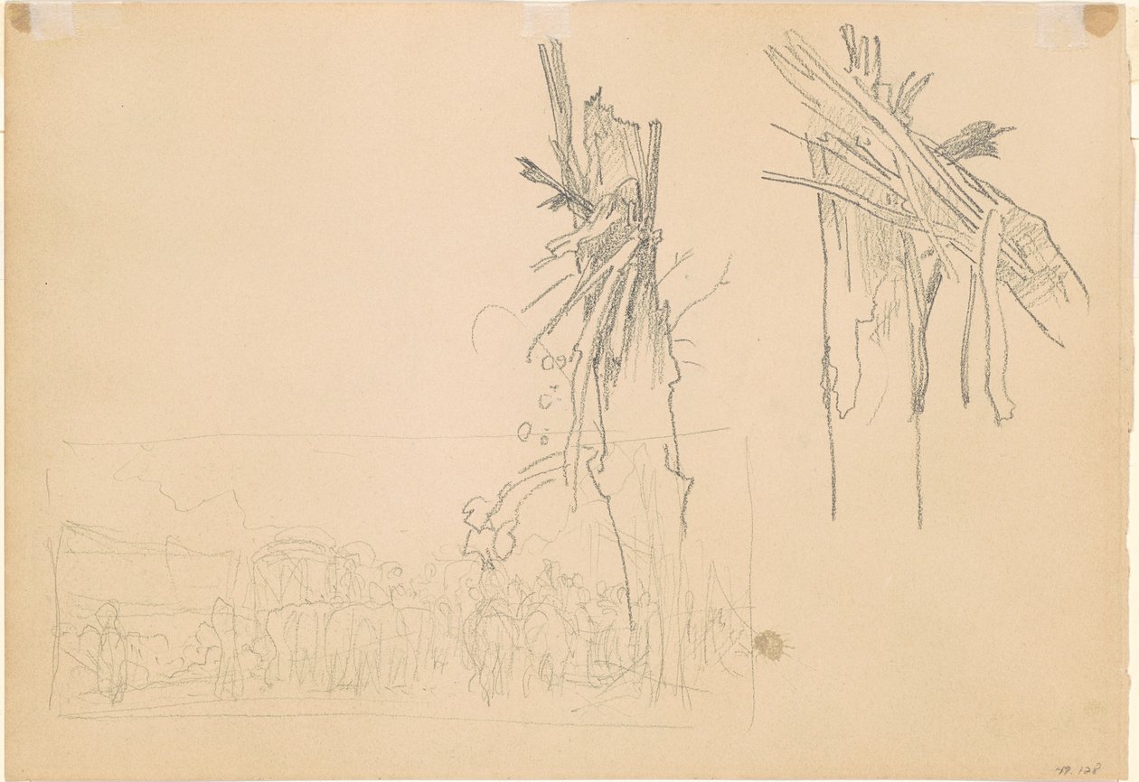 Deux arbres brisés; et étude pour "La Route" [verso] - John Singer Sargent