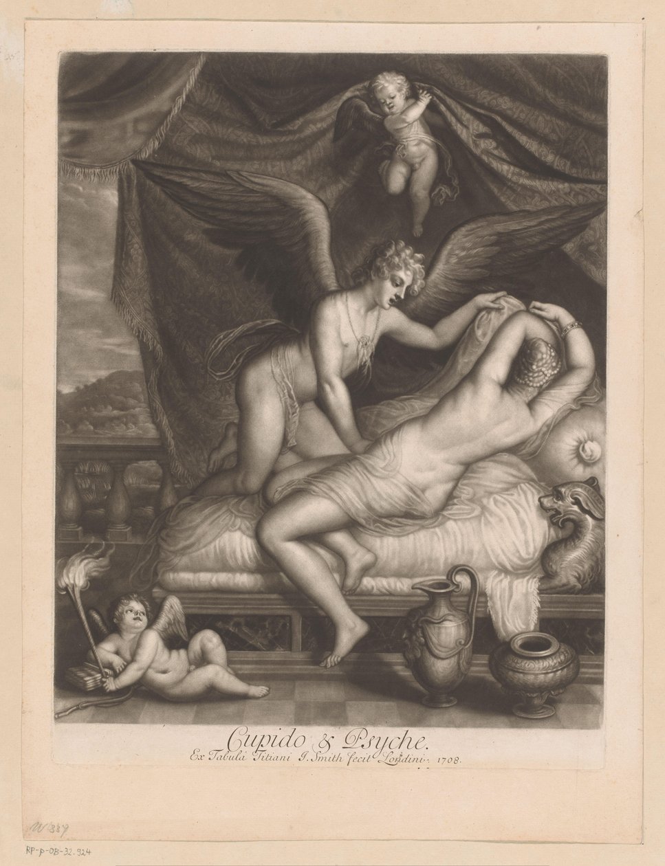 Cupidon et Psyché sur un lit - John Smith