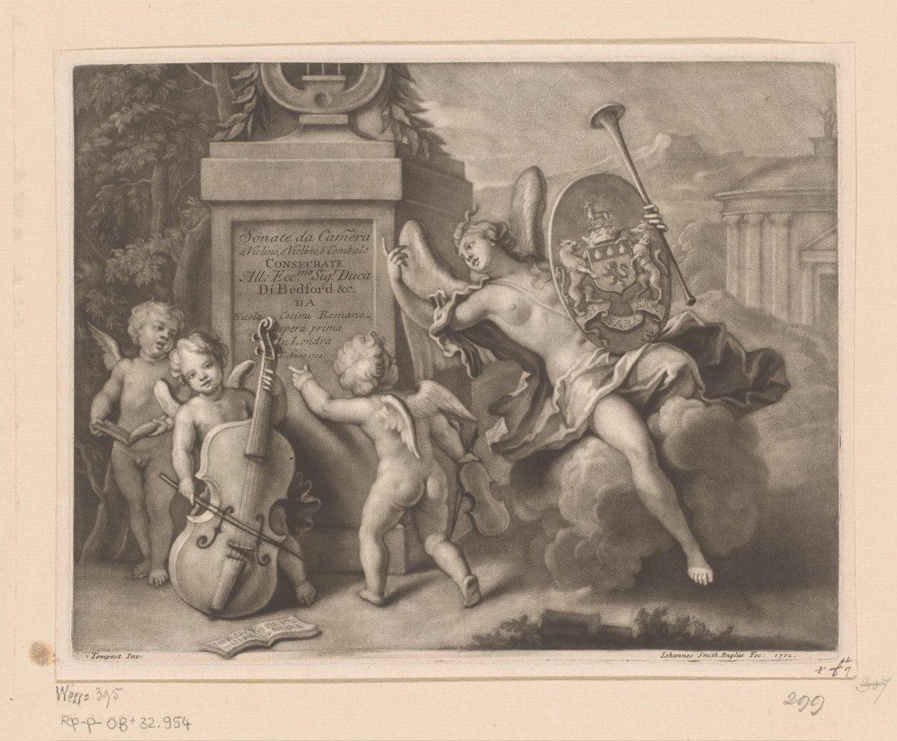 Anges avec des instruments de musique près d