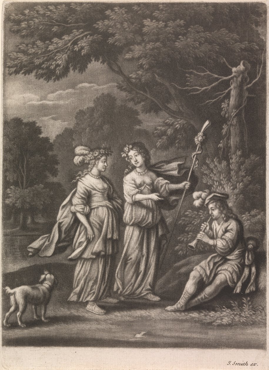 Scène pastorale avec un joueur de chalemie - John Smith