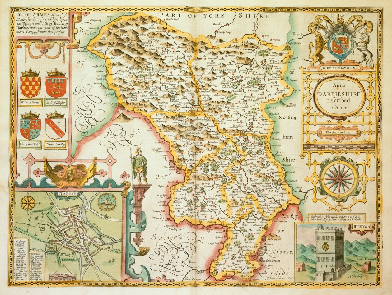 Carte du comté de Derbyshire, de 