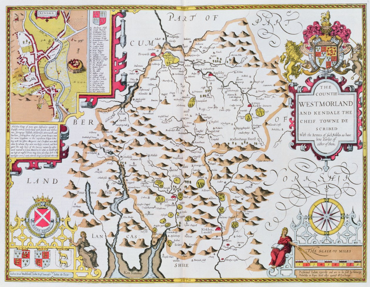 Le Comté de Westmorland, gravé par Jodocus Hondius (1563-1612) d