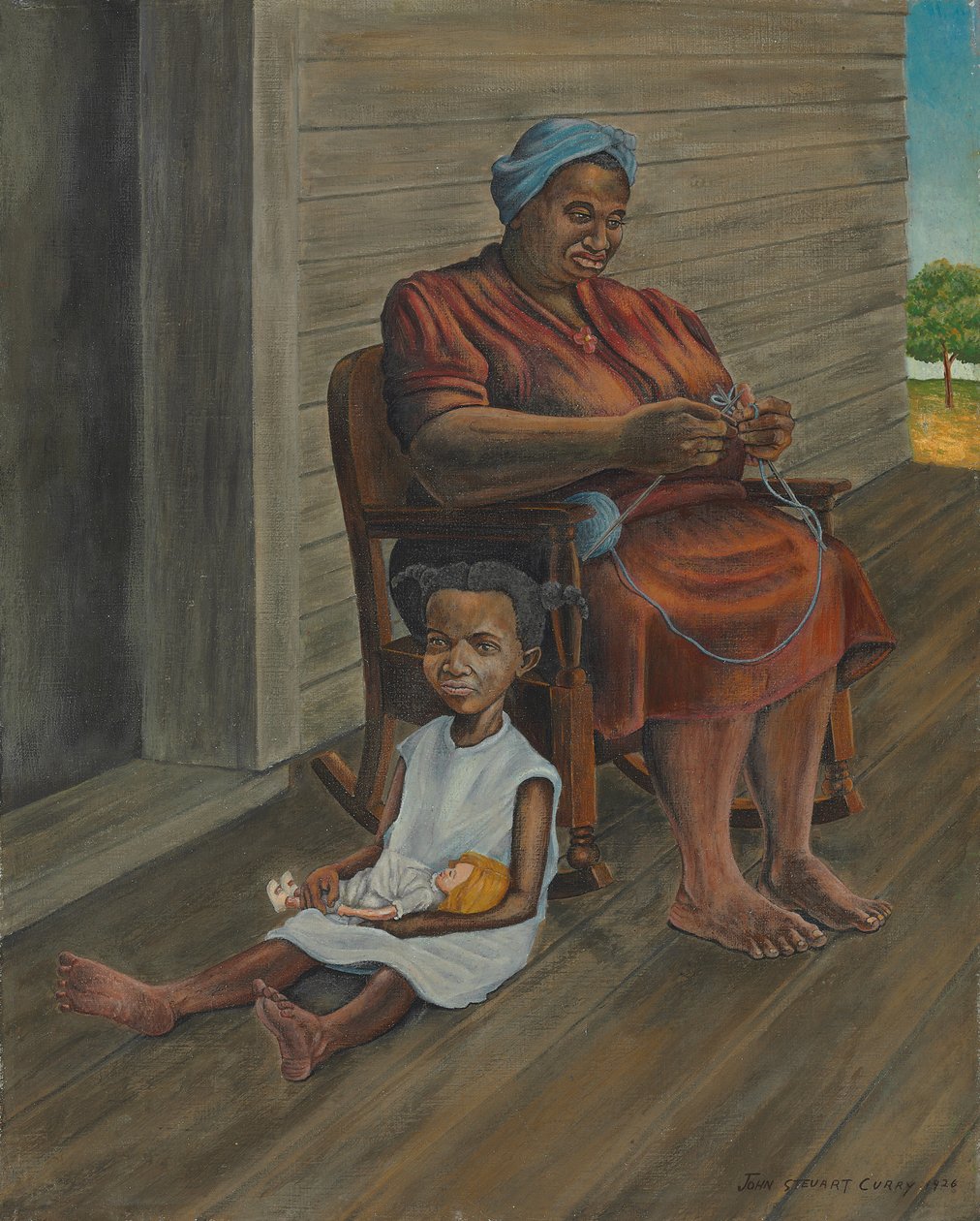 Sur le porche - John Steuart Curry