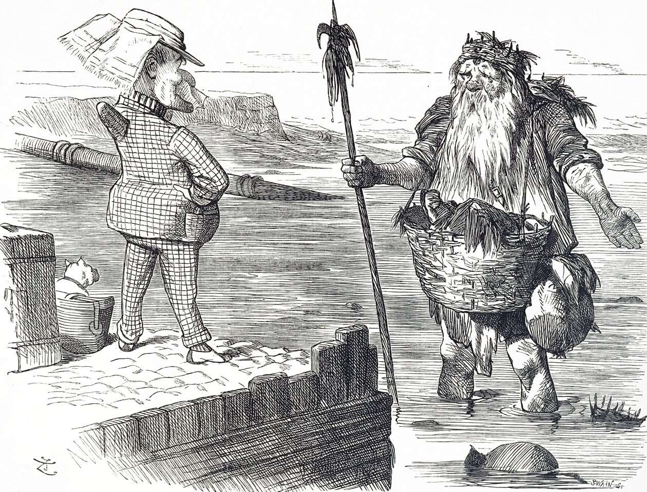 Caricature commentant la pollution de la Tamise à Londres - John Tenniel