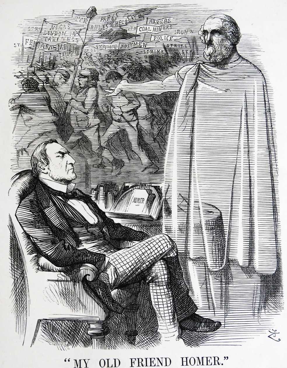 Satire politique représentant William Ewart Gladstone et son 