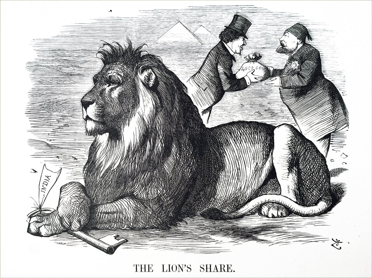 Le gouvernement britannique autorisant les Rothschild à racheter des actions du canal de Suez - John Tenniel
