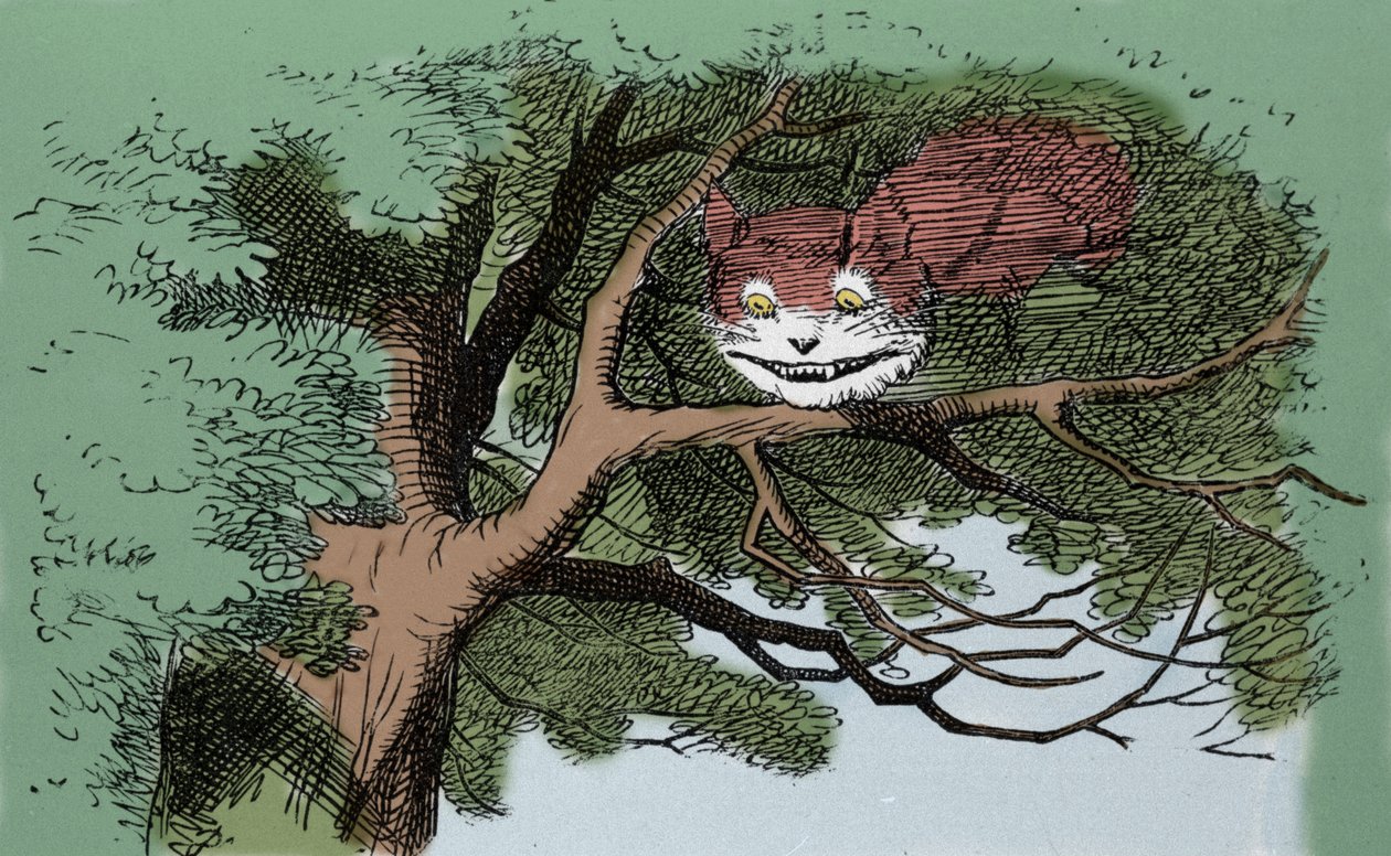 (détail) : Alice et le Chat, illustration de Sir John Tenniel pour la première édition du conte Alice au pays des merveilles de l