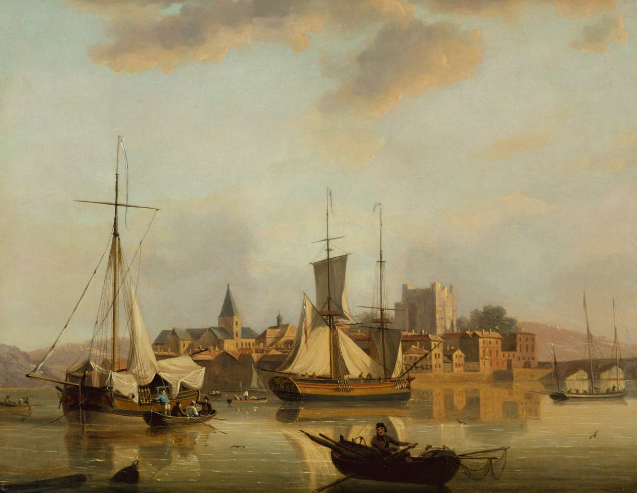 Vue de Rochester avec des navires - John Thomas Serres