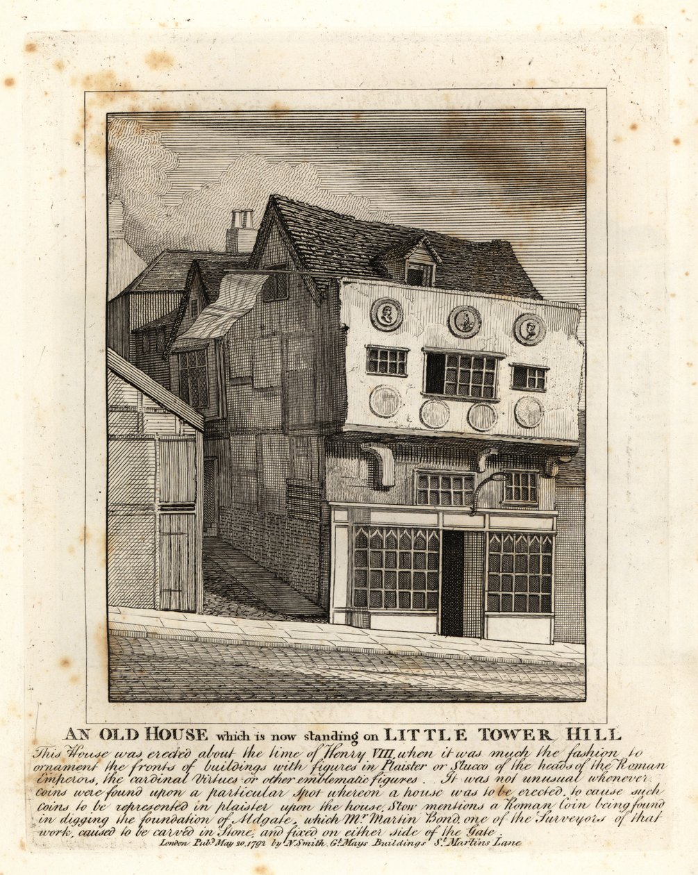Une vieille maison Tudor sur Little Tower Hill, Londres - John Thomas Smith