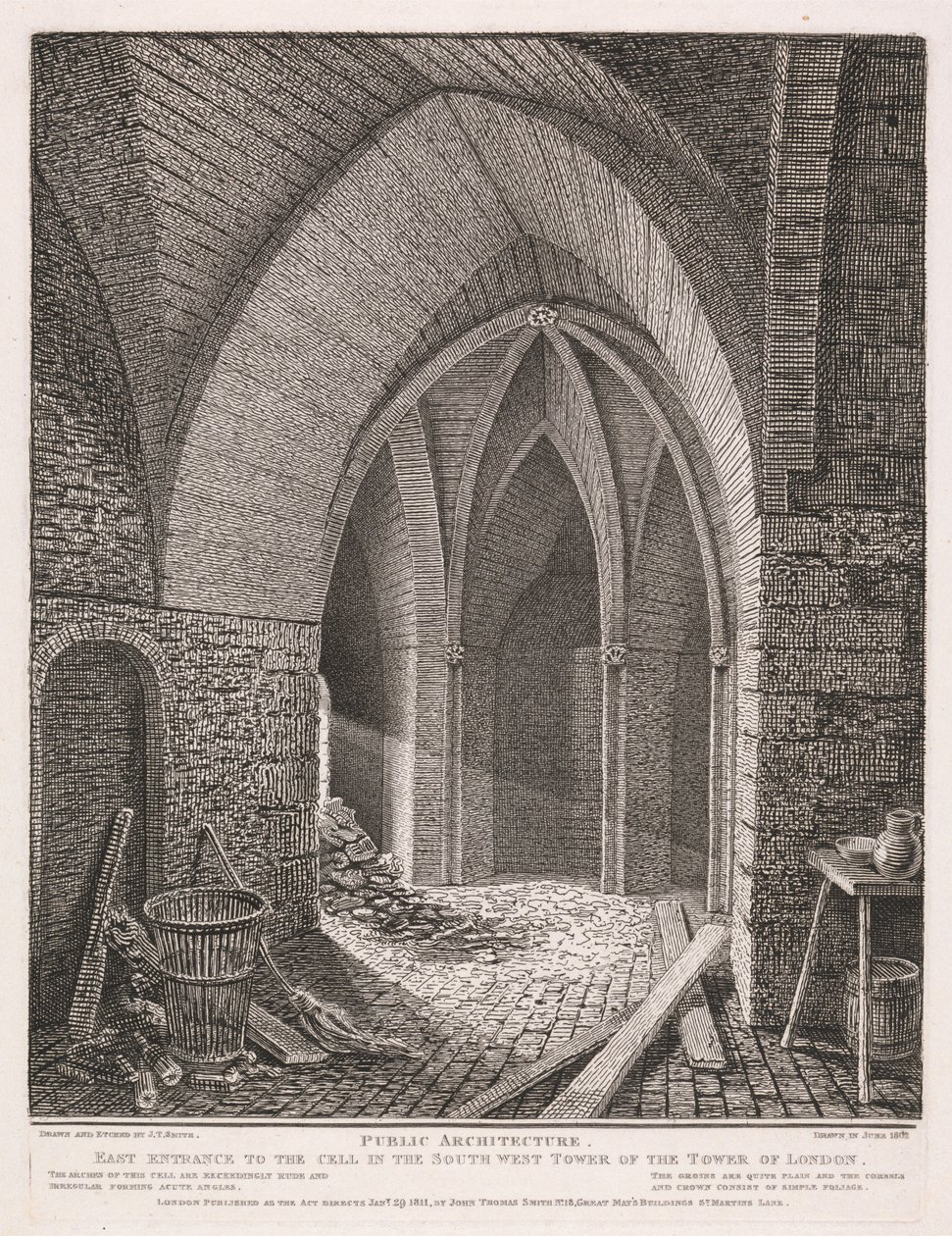 Entrée est de la cellule dans la tour sud-ouest de la tour de Londres - John Thomas Smith