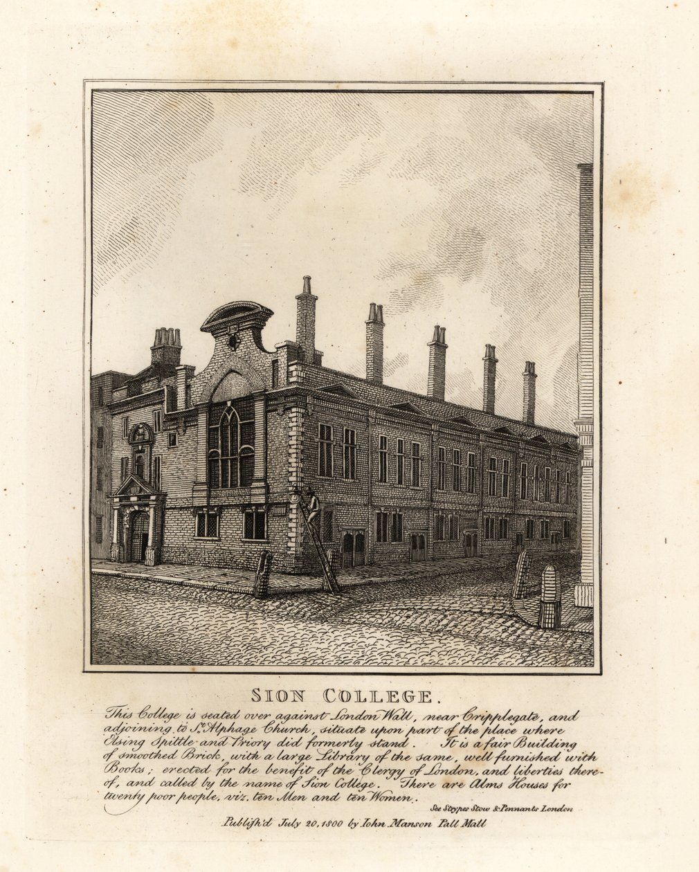 Sion College, au London Wall, près de Cripplegate - John Thomas Smith