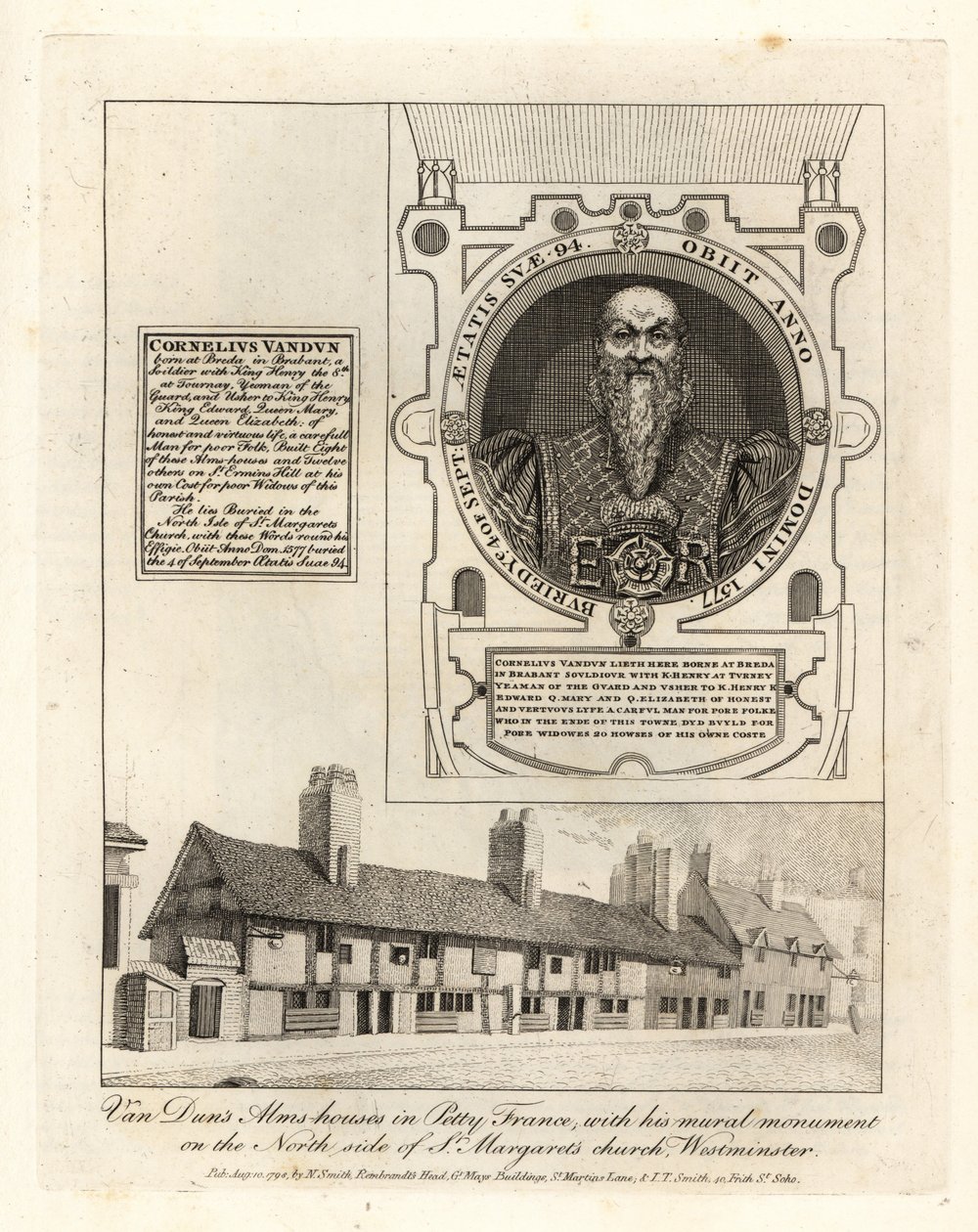 Les maisons de retraite de Van Dun à Petty France, avec son monument mural dans l