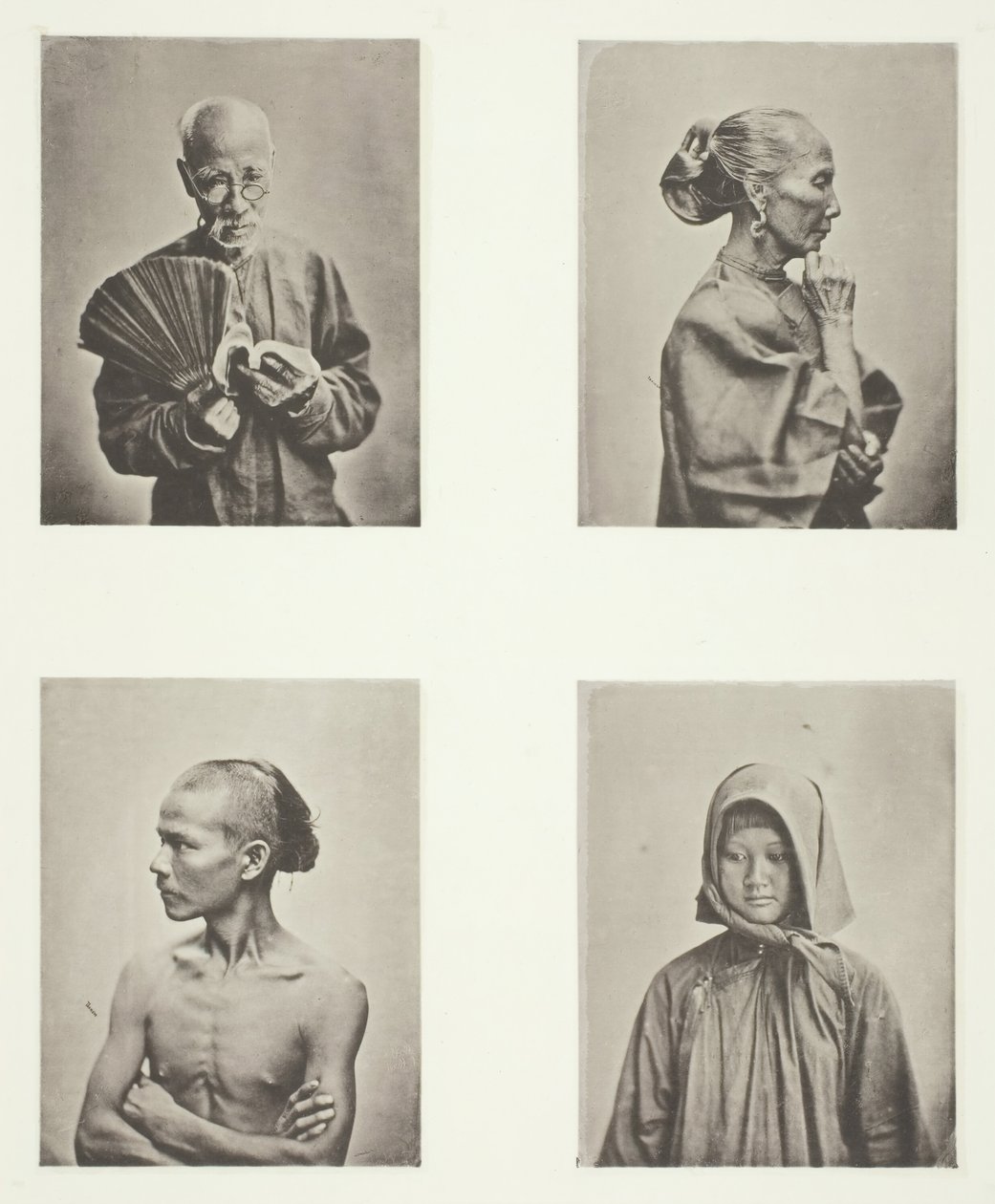 Quatre têtes, types de la classe laborieuse, vers 1868 - John Thomson