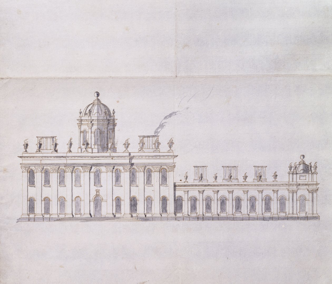 Castle Howard, Yorkshire : croquis schématique montrant le développement des ailes de la cour, vers 1699 - John Vanbrugh