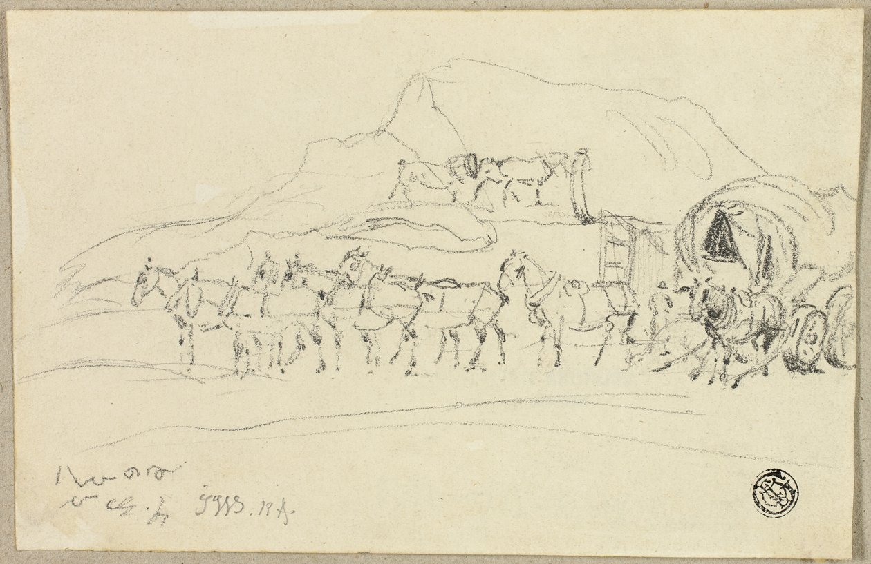Chariot avec huit chevaux attelés - John Ward