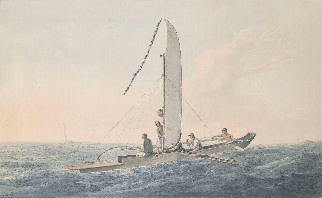 Une pirogue indigène au large de Tahiti - John Webber