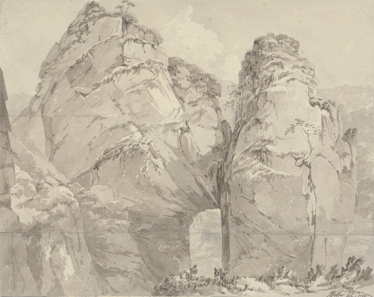 Vue depuis le trou du Renard, Dovedale, Derbyshire - John Webber