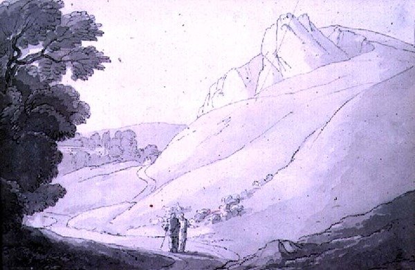 Paysage vallonné avec deux figures - John White Abbott