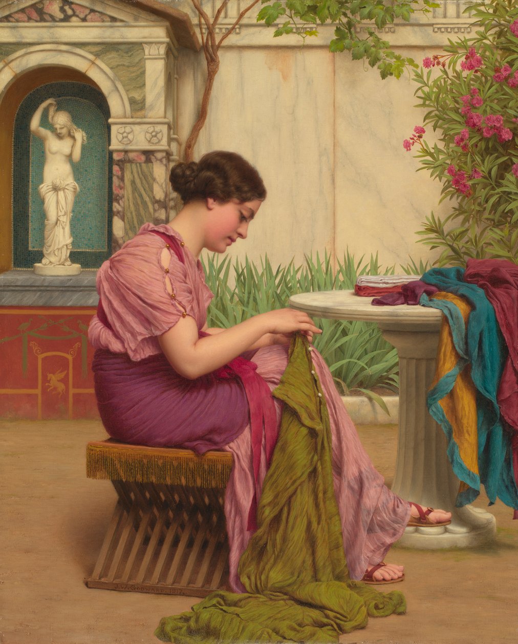 Un Point de Couture Gratuit, ou Un Point à Temps, 1917 - John William Godward