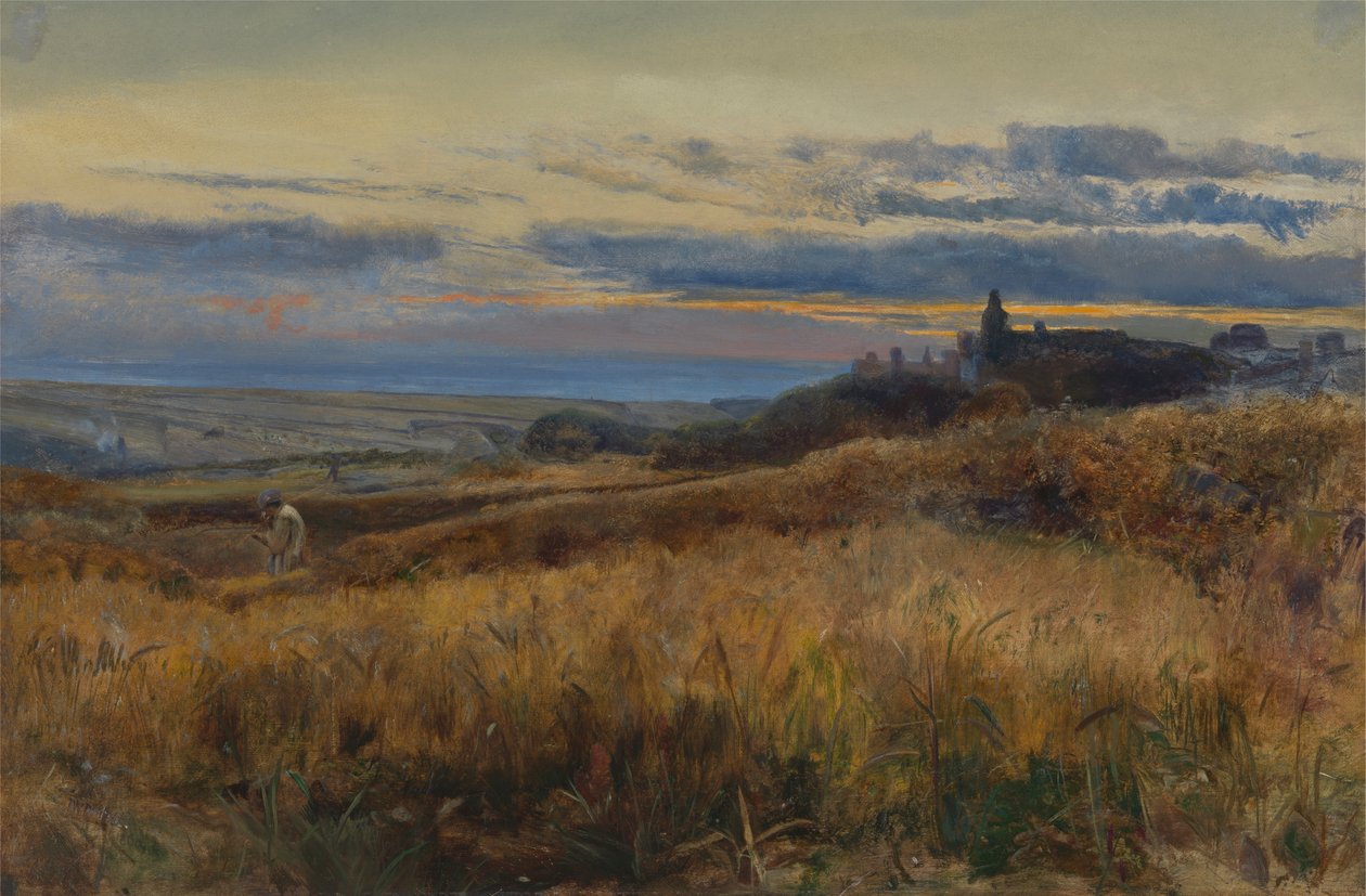 Champ de blé au coucher du soleil - John William Inchbold