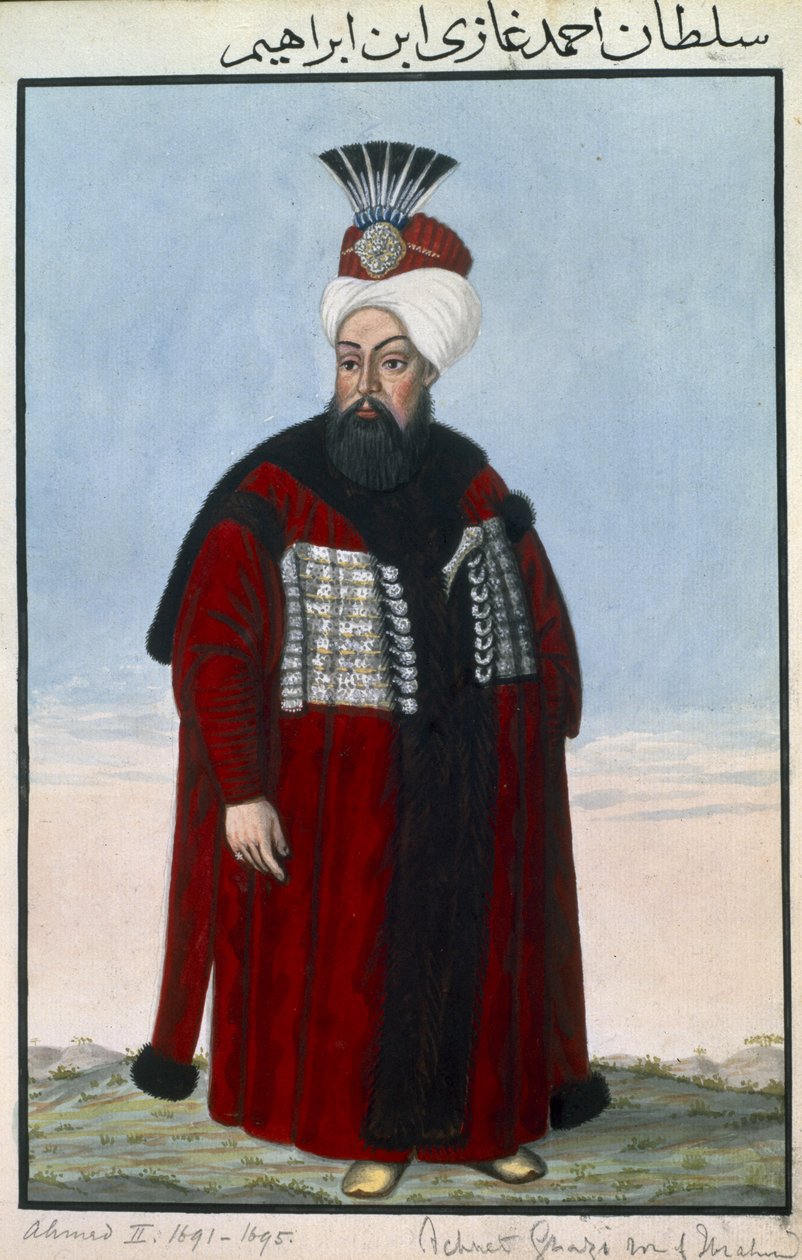 Ahmed II (1642-1695), sultan de 1691 à 1695, tiré de « Une série de portraits des empereurs de Turquie ». - John Young