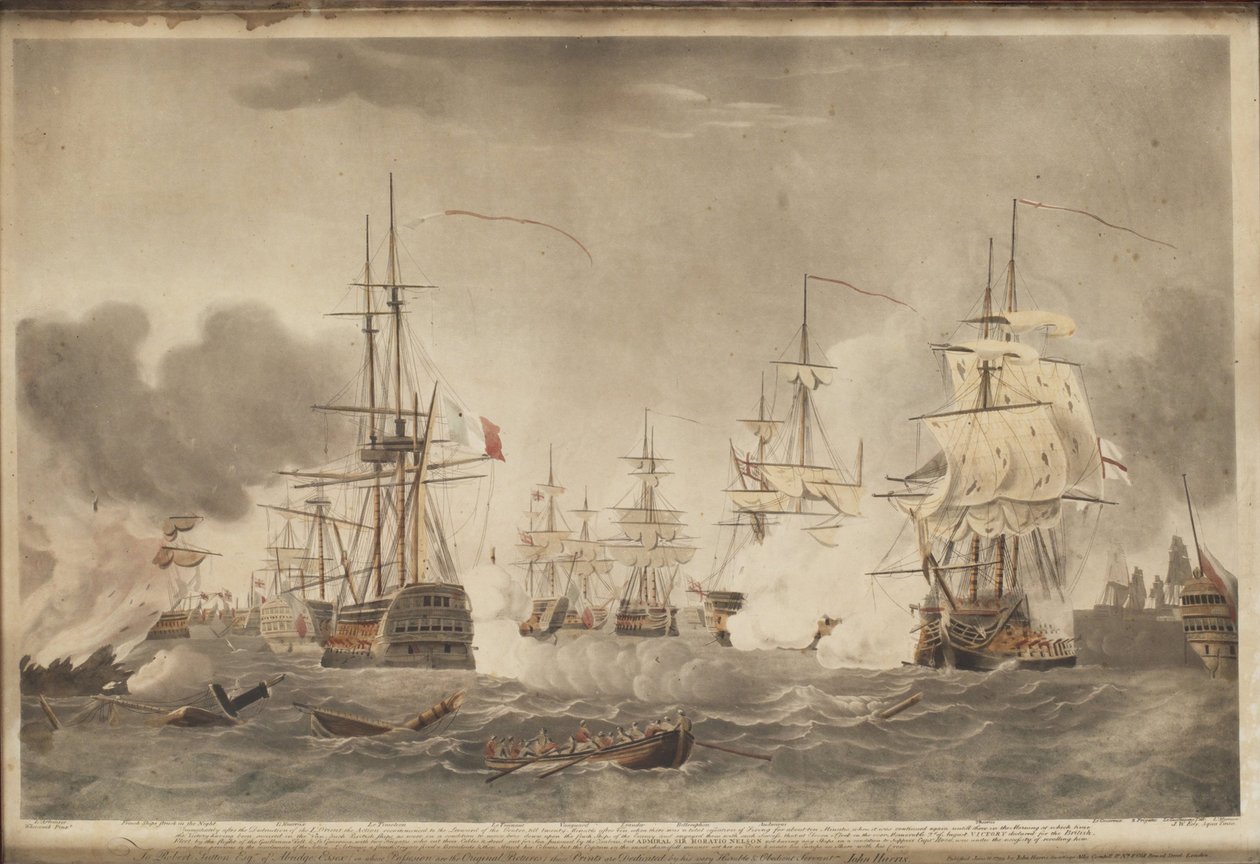 La bataille du Nil, vers 1800 - John william Edy