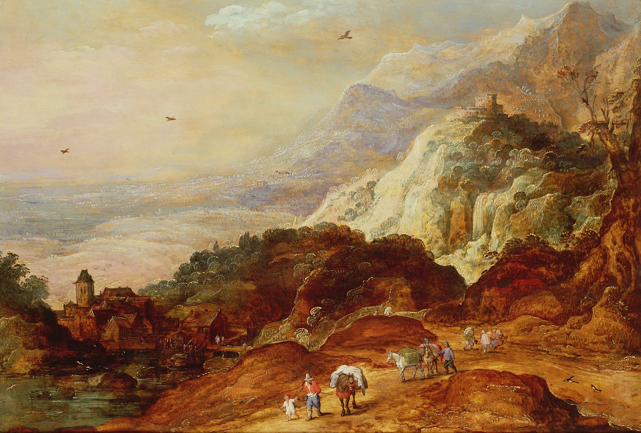 Paysage montagneux avec personnages et mules - Joos or Josse de Momper