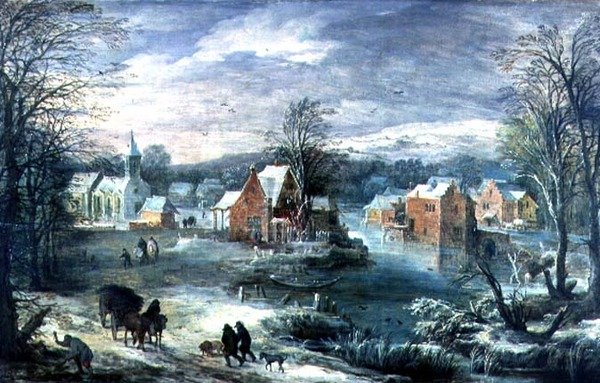 Paysage de village en hiver - Joos or Josse de The Younger Momper